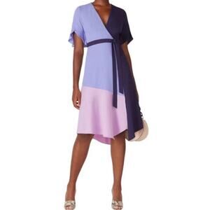 Anthropologie Hutch Colorblock Faux Wrap Midi Dress Women’s Sz M